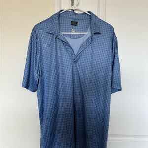Greg Norman Collection Blue Patterned Polo Shirt - Large
